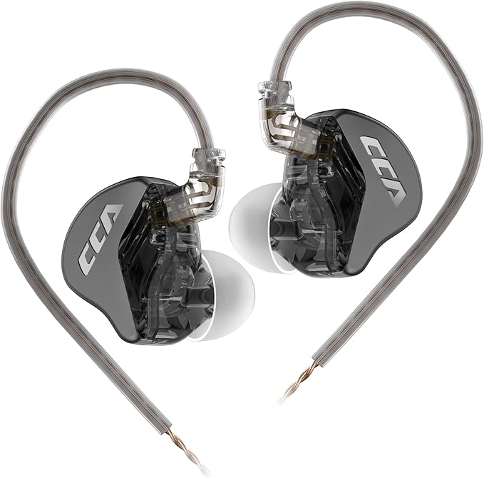 Wired Earbuds CCA CRA in Ear Wired Earphone Headset Monitors Headphones with 2Pin Detachable Cable, Ultra-Thin Diaphragm Dynamic Driver IEM, Clear Sound & Deep Bass, with 3.5 mm Interface (Black)