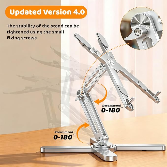Moallia Laptop Stand with 360 Rotating Base, Computer Notebook Laptop Riser Metal Holder for Desk Collaborative Work, Fully Foldable for Easy Storage, Fits All MacBook, Laptops up to 16 inches