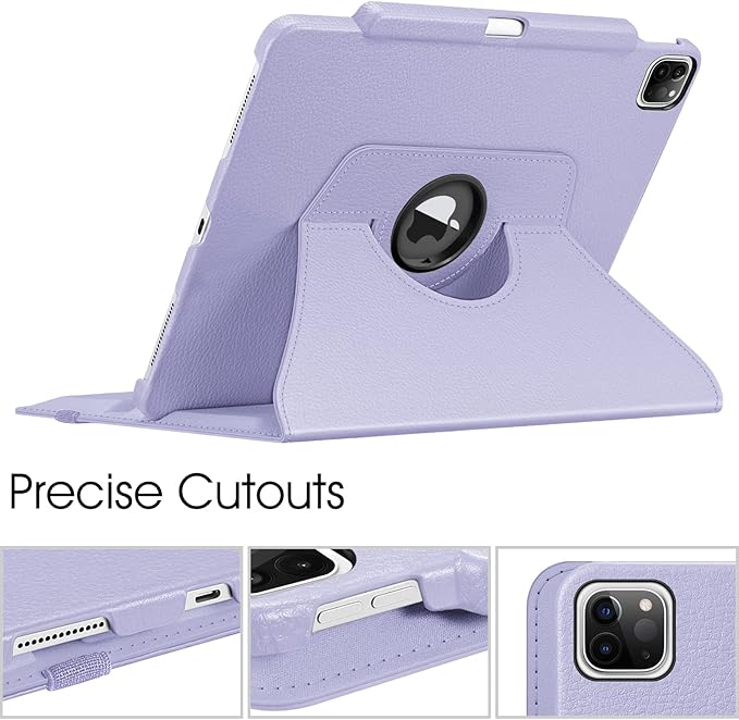 Fintie Rotating Case for iPad Pro 12.9-inch 6th Generation 2022-360 Degree Swiveling Protective Cover with Pencil Holder, Auto Sleep/Wake, Also Fit iPad Pro 12.9" 5th/4th/3rd Gen, Lilac Purple