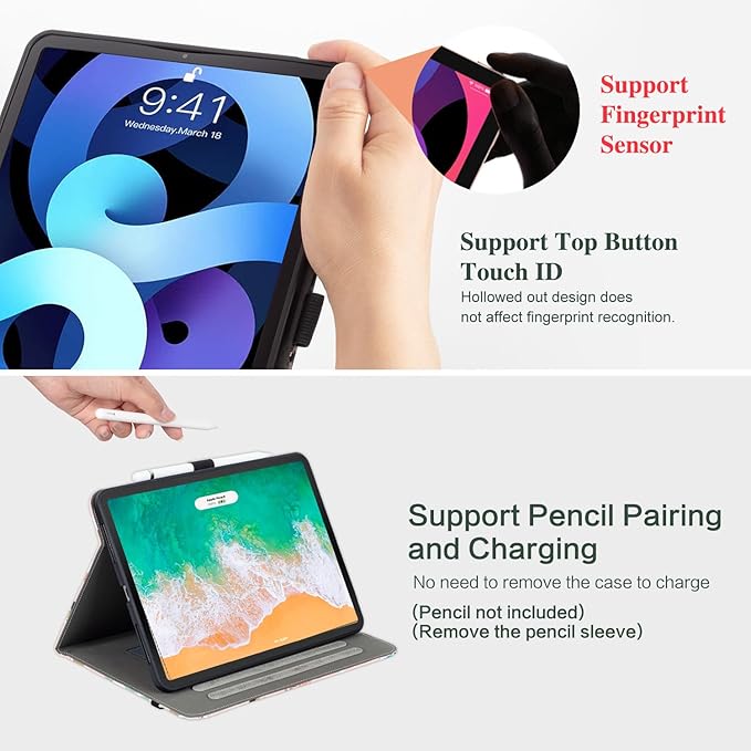 for iPad Air M4/M3/M2 11 Inch Case 2026, 360 Degree Rotating for iPad Air 5Th/4Th Gen Cases 10.9-inch,for iPad Pro 11 Inch Case 4Th/3Rd/2Nd/1St Generation 5 Viewing Angles Pencil Holder, Dog