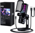 CG1 RGB Condenser Microphone Plug & Play, Noise Cancellation, Mute,Computer/Mic Monitoring Balance Adjustment, Headphone Jack, Desktop Stand for Gaming, Streaming, Podcasting, PC/Type-C Phones