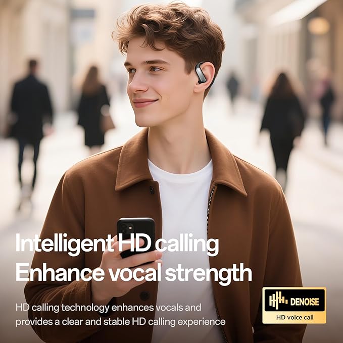 TINGER Open Ear Bluetooth Headphones 5.4 - IPX5 Waterproof Wireless Sports Earbuds,18H Playtime with Digital Power Display, Ultra-Light Weight Design for Cycling/Running/Gym (Orange)