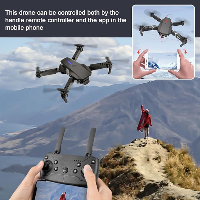 Mini Foldable Drone with Two HD Cameras, 360° Flip, 2.4GHz Remote Controller, One Key Take Off/Land, Headless mode, Two Modular Batteries, 110° Adjustable Lens for front Camera, Quadcopters & Multirotors, for Drone Amateurs Beginners Adults Teenagers_B...