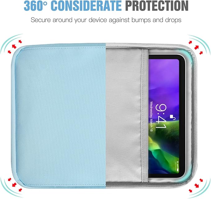 TiMOVO 9-11 Inch Tablet Sleeve Bag with Shoulder Strap for iPad 11-inch A16 2025, iPad 10th Gen. 10.9"/10.2", Galaxy Tab A9+/A11Plus 11", Light Blue