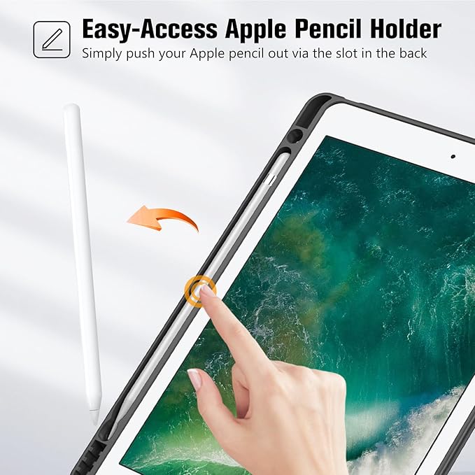 ProCase Smart Case for 10.5” iPad Air 3rd Generation 2019 / iPad Pro 2017, Slim Stand Cover with Pencil Holder Soft TPU Back for Air 3 -Dark Black