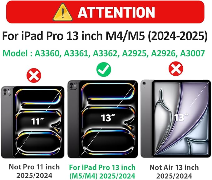 HXCASEAC for iPad Pro 13 Inch Case (M5/M4) 2025/2024, Shockproof Design with Pencil Holder, Protector, Rotating Stand, Hand Strap, Heavy Duty Protective iPad Pro13 Cover A3360 A2925, Rainbow Pink