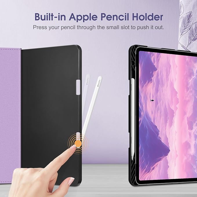 Fintie Folio Case for iPad Air 13-inch M4/M3/M2 (2026/2025/2024), Multi-Angle Viewing Protective Stand Cover with Pencil Holder & Pocket, Auto Sleep/Wake, Glittering Purple