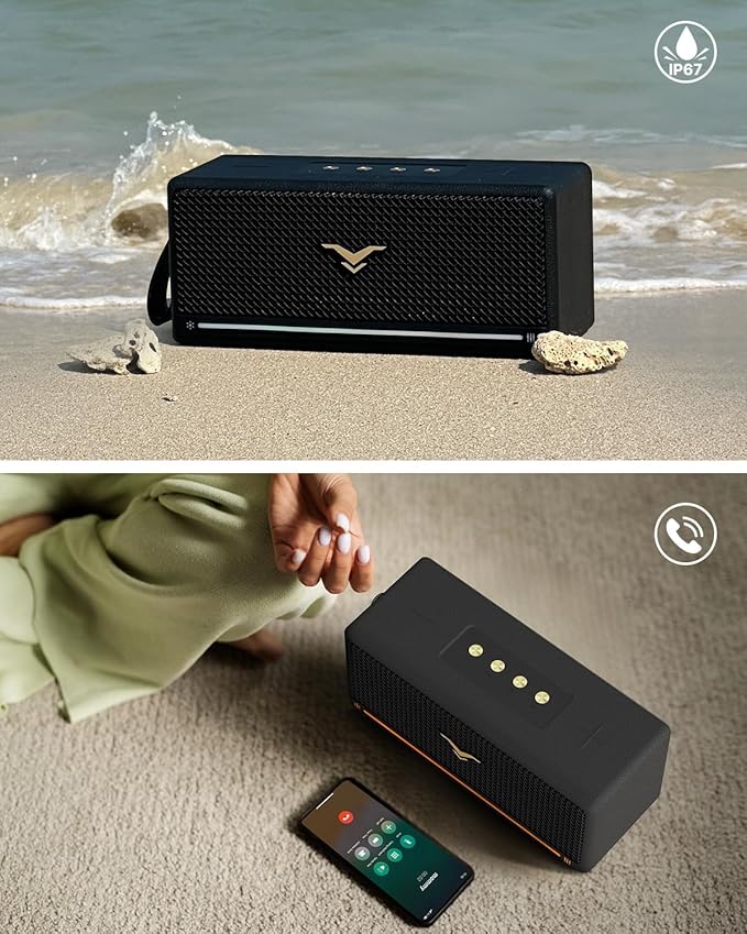 Bluetooth Speaker, StageSound Retro Speaker Wireless, Portable Loud Speaker with Bass Boost, 80W, IP67 Waterproof, LED Lights, TWS Pairing, 12H Playtime, TF/AUX/USB Play for Party, Home, Outdoor, Gift
