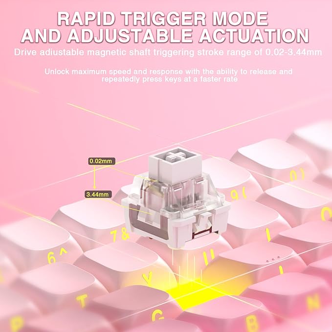 Aula WIN60 HE - 60% Mechanical Gaming Keyboard Wired, Hall Effect Magnetic Switch Hot Swappable,8000 Hz Polling Rate, RGB Keyboard 60 Percent Compact Design for PC (Gradient Pink)