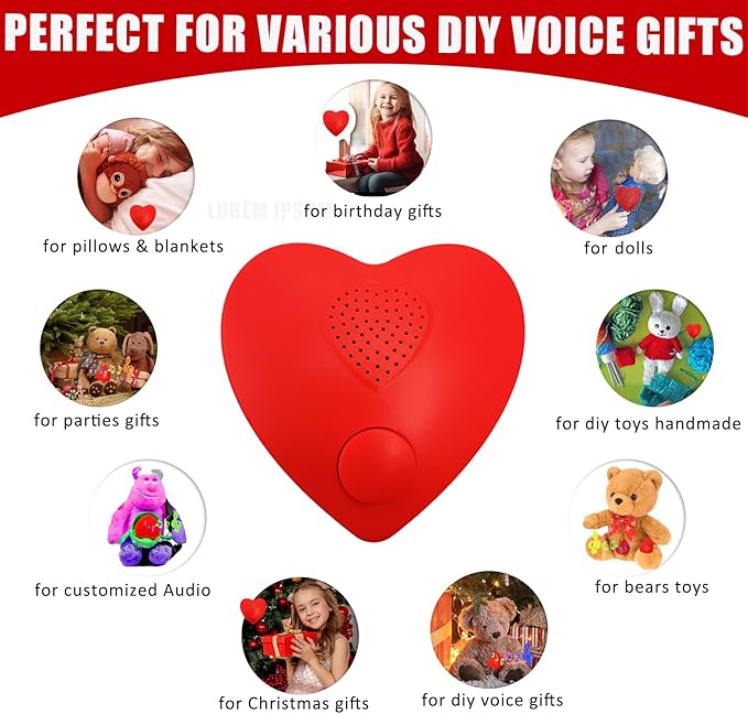 Voice Recorder, XLW 16min USB Downloadable, Recordable Sound Chips Module for Stuffed Animals,Personal Voice Message for Mother's Day Christmas Plush Toy, DIY Creative Presents for Boys, Girls-2P.