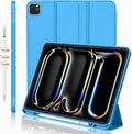 iMieet iPad Pro 13 Inch Case (M5/M4) 2025/2024 with Pencil Holder, Trifold Stand Smart Case with Soft TPU Back, Auto Wake/Sleep (Ocean Blue)