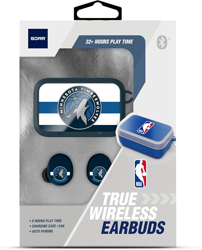 SOAR NBA Wireless Sport Earbuds: Comfortable Fit & Convenient Charging