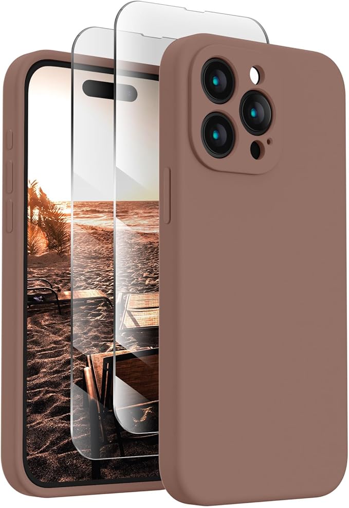FireNova Designed for iPhone 15 Pro Case, Silicone Upgraded [Camera Protection] Phone Case, Soft Anti-Scratch Microfiber Lining Inside, 6.1 inch, Light Brown