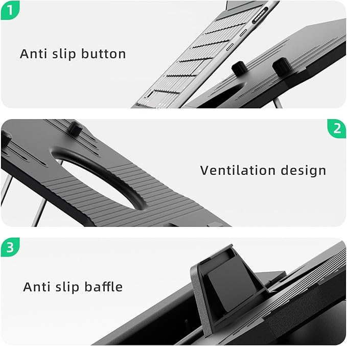 OImaster Laptop Stand for Desk, Phone Stand, Extended Laptops Riser, Elevator, 3 Height Adjustable, Rotatable Base, 10-17 Inches