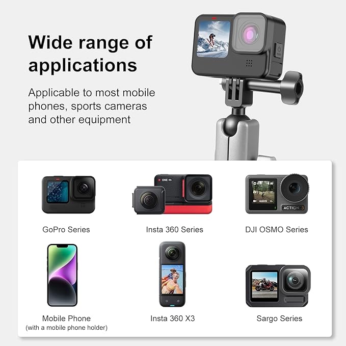 PULUZ Car Suction Cup Mount 360° Rotation Windshield & Window Camera Bracket for GoPro Hero 11 10 9 8 7 Insta360 X3 DJI Action Camera Accessories with Phone Holder with 1/4 Thread