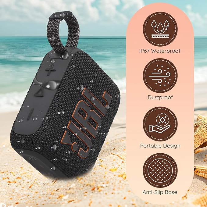JBL Go 4 Portable Bluetooth Wireless Speaker, IP67 Waterproof and Dustproof Built-in Battery - Blue - Boomph's Comprehensive Ultimate Performance Cloth Solution for Your On-the-Go Sound Experience