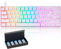 Mechanical 60% Keyboard RGB 1680M Color Backlit Compact Mini 61 Key Blue Switch Portable Keypad Compatible with Windows iMac Laptop PC Computer Office Gamer(White)