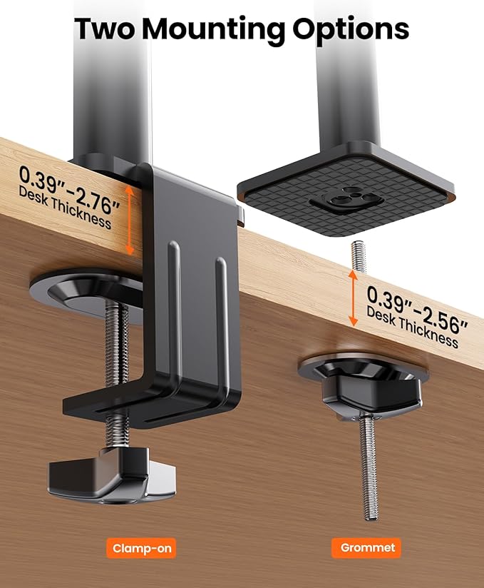 ErGear Vertical Dual Monitor Stand, Stacked Monitor Mount for 13-32″ Screens, Up to 19.8 lbs per Arm, Enhanced Stability with Integrated C-Clamp, Upgraded Cable Management, VESA 75x75/100x100mm, Black