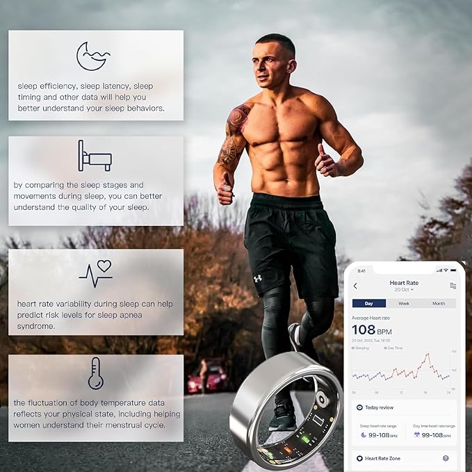 2026 Smart Ring for Women & Men Health Fitness Tracker for Daily Activity Workouts | Heart Rate Sleep Blood Oxygen Steps Cycle Monitoring Meditation | No Subscription Required (Silver, #11)