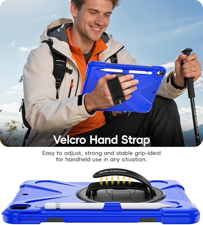 BRAECN Case for iPad Air 3rd Generation 2019 / iPad Pro 10.5 inch 2017, Rugged Heavy Duty Shockproof Cover with Pencil Holder, 360° Rotating Kickstand & Adjustable Hand Strap & Shoulder Strap for Kids
