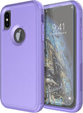 Diverbox for iPhone X Case/iPhone Xs Case [Shockproof] [Dropproof] [Tempered Glass Screen Protector ] Heavy Duty Protection Phone Case Cover for Apple iPhone X/XS (Purple)