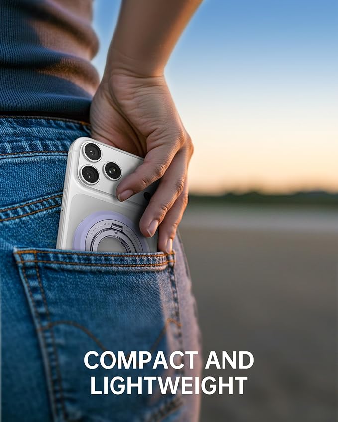 SYNCWIRE for MagSafe Ring Phone Holder, 360° Rotation Magnetic Cell Phone Grip Dual-Sided Magnets Phone Ring Kickstand Compatible with iPhone 17 16 15 14 13 12 Pro Max MagSafe, Android, Samsung etc.