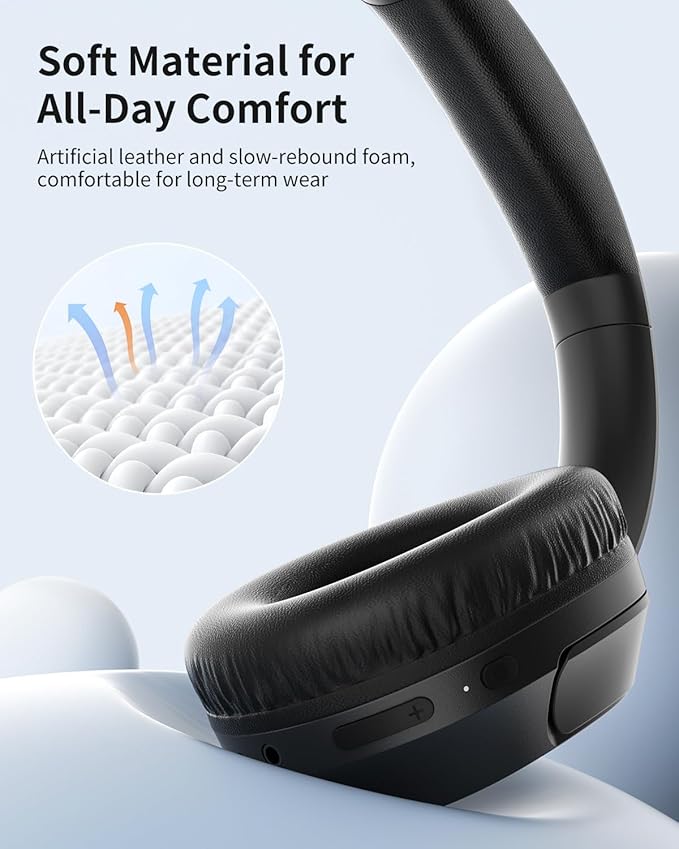 wegear HS7 Bluetooth Headphones Over Ear, 60H Playtime Wireless Headphones with Microphone, ENC Call Noise Cancelling Mic, Foldable Wireless Headset, Deep Bass for Home Office Cellphone PC