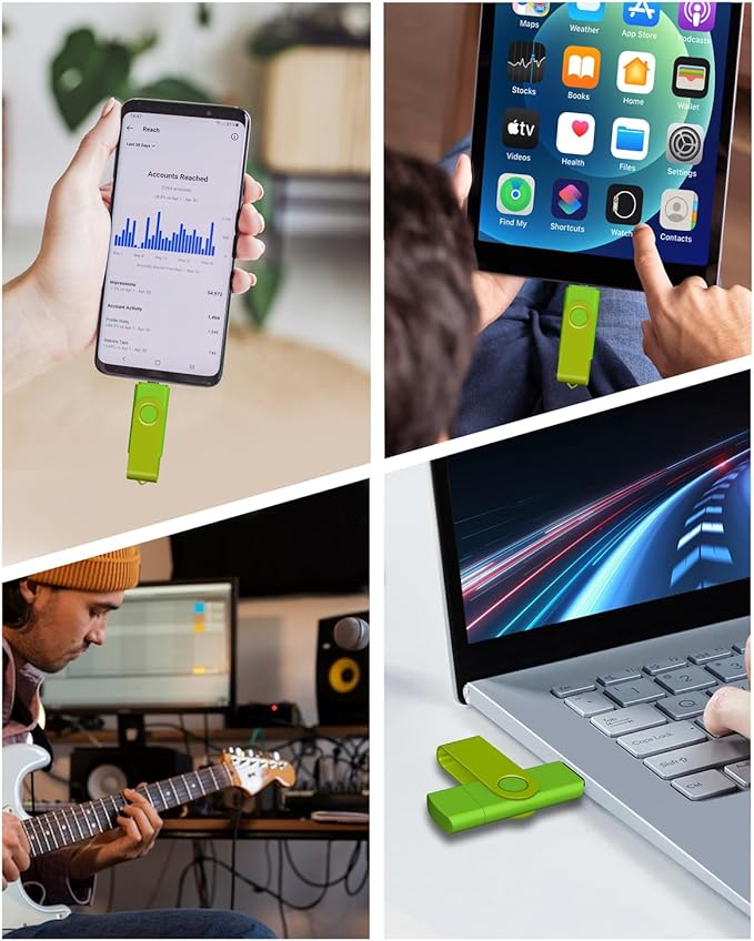AreTop 32GB USB C Flash Drive 2 in 1 OTG USB 2.0 + Type C Memory Stick with Keychain Dual Type-C Thumb Drive Photo Stick Jump Drive for Android Smartphones, Computer, Tablet, PC, 1 Pack (Green)