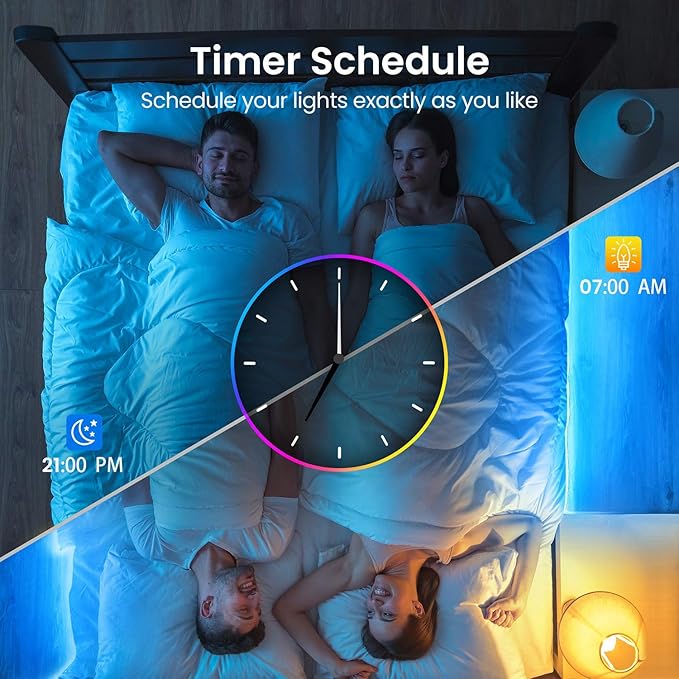 TJOY 50ft Smart Led Strip Lights for Bedroom, Alexa Led Light Strip,5050 RGB Color Changing Music Sync Led Lights Strip with App Remote,Multi-Color Wireless Led Lights for Bedroom (APP+Remote+Voice)