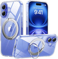 360° Ring Stand for iPhone 16 Case, Compatible with MagSafe, Military-Grade Protective, Anti-Yellowing, Scratch-Resistant Back Cover Phone Case for iPhone 16 6.1'', Clear