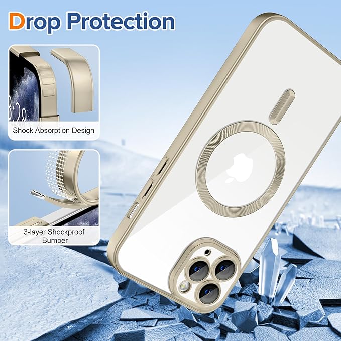 Hython Magnetic Clear for iPhone 11 Pro Case with Camera Lens Protector [Compatible with MagSafe] Luxury Plating Edge Slim Soft TPU Cover Protective Phone Case for iPhone 11 Pro 5.8", Matte Gray