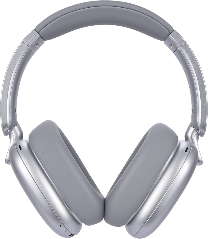 C6 Active Noise Cancelling Headphones, Wireless Over Ear Bluetooth Headphones, 60H Playtime, Lightweight Folding Deep Bass Comfort Fit Ear Cups Headset with Mic for iPad/Travel/PC/Home Silver