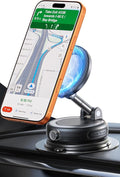 NeverFall Car Phone Mount for MagSafe, 89lbs Vacuum Suction, Strong Magnetic Dashboard & Windshield Mount, 360° Adjustable Phone Holder for iPhone & All Phones, Carbon Fiber