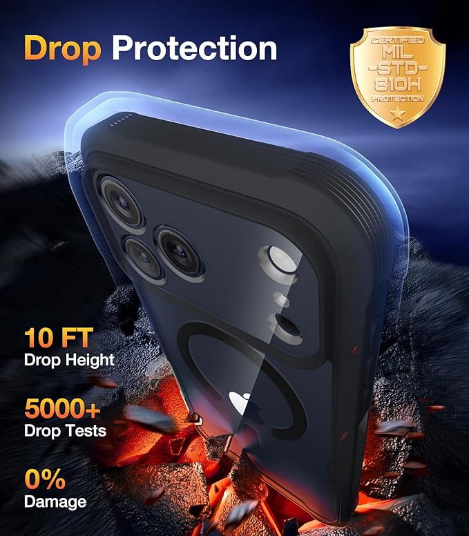 Diaclara Magnetic Designed for iPhone 17 Pro Case 6.3'' [Full Camera Protection] Full Body Bumper,[Compatible with MagSafe] Phone Case w/Built-in Privacy Screen Protector,Black