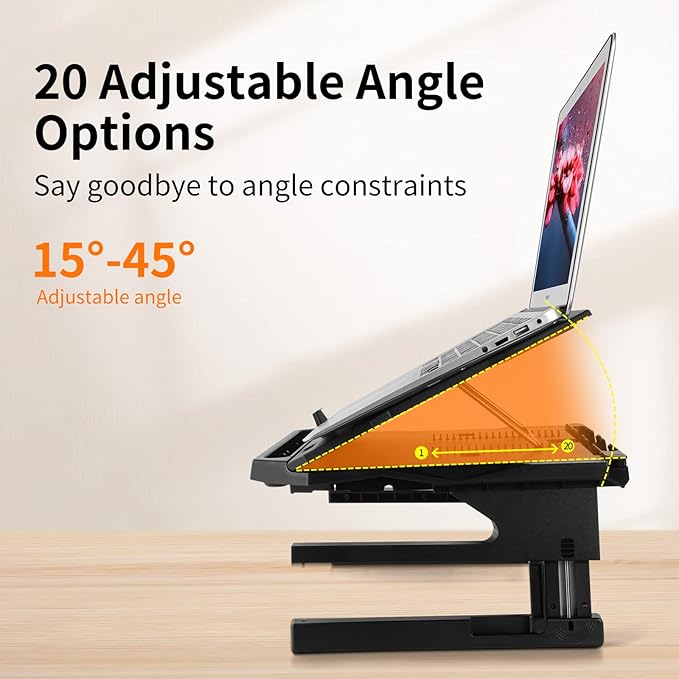 OImaster Laptop Stand for Desk, Phone Stand, Extended Laptops Riser, Elevator, 3 Height Adjustable, Rotatable Base, 10-17 Inches