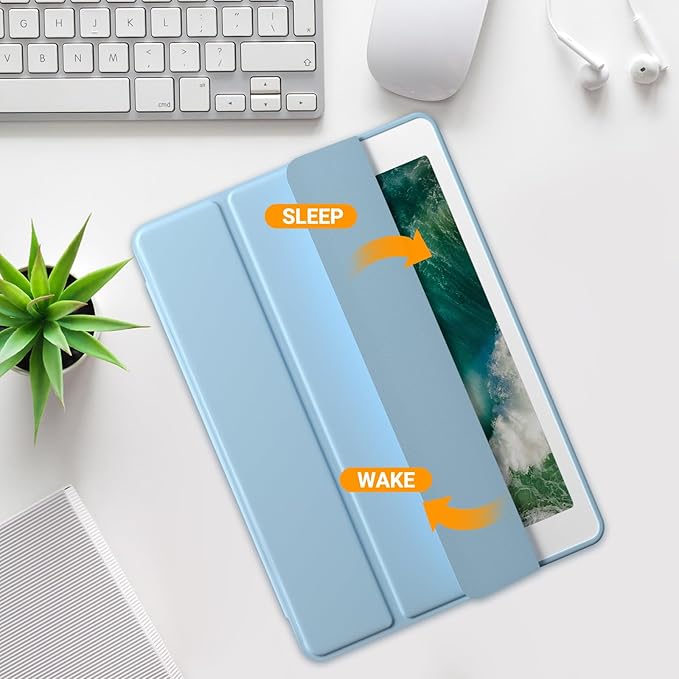 ProCase Smart Case for 10.5” iPad Air 3rd Generation 2019 / iPad Pro 2017, Slim Stand Cover with Pencil Holder Soft TPU Back for Air 3 -Sky Blue