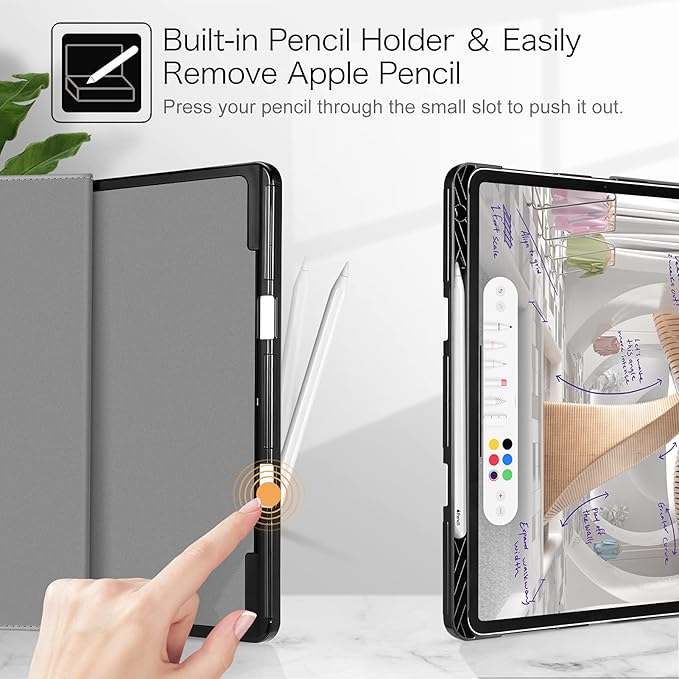 Fintie Folio Case for iPad Pro 12.9" 6th Generation 2022, Multi-Angle Smart Stand Cover w/Pencil Holder & Pocket, Also Fit iPad Pro 12.9 2021 5th & 2020 4th & 2018 3rd Gen, Cloudy Marble
