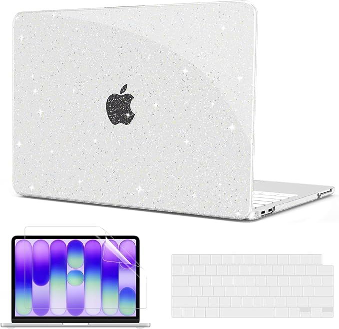 B BELK for MacBook Neo 13 inch Case 2026 (A18 Pro, Model A3404), Clear Glitter Hard Shell Case with Keyboard Cover & Screen Protector, Slim Protective Sparkly Case for MacBook Neo 13", Starry Clear