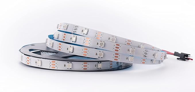 WS2812B LED Strip Individual Addressable Light WS2811 IC WS2812 30Pixels/m SMD 5050 RGB Pixel Strip DC5V (16.4FT 150LEDS Non-Waterproof, White PCB)