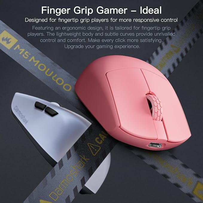 Darmoshark M5PRO Mini Wireless Gaming Mouse,Tri-Mode 8K/Bluetooth Mouse Up to 30000DPI,PAW3950 Optical Sensor Lightweight 38g,5 programmable Button,Computer Mouse for Laptop,PC,Mac-Red