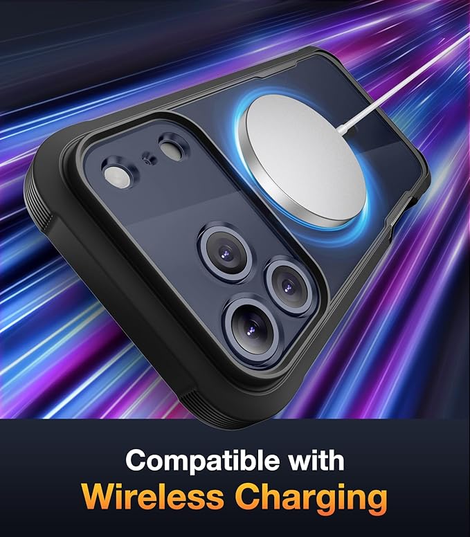 Diaclara Magnetic Designed for iPhone 17 Pro Case 6.3'' [Full Camera Protection] Full Body Bumper,[Compatible with MagSafe] Phone Case w/Built-in Privacy Screen Protector,Black