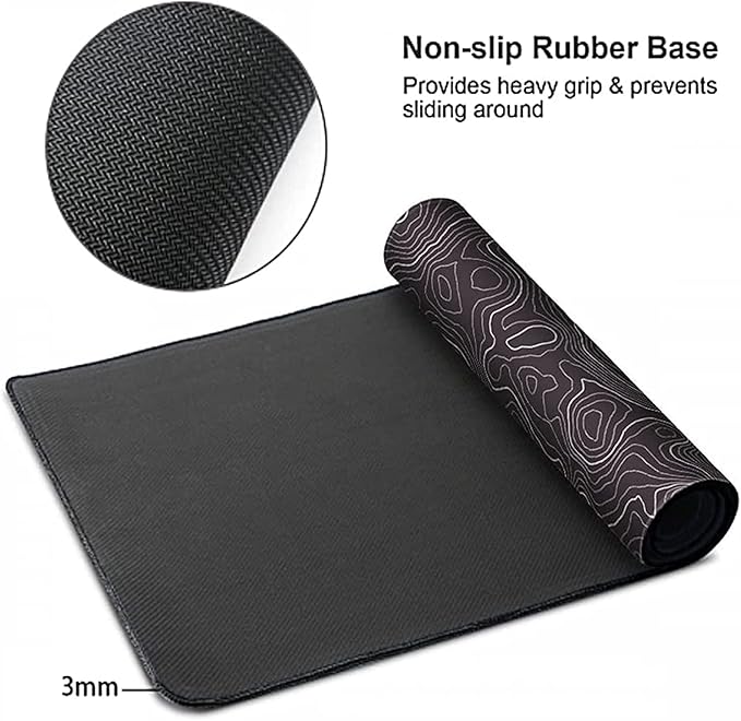 AQQA Large Mouse Pad Mat (35x17 in) Extended XXXL Gaming Mouse Pad with Non-Slip Rubber Base,Background Topographic Map Lines Contour Geographic for Gaming Office Laptop Computer Men Women