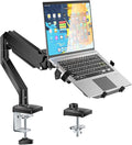 WALI Single Arm Laptop and Monitor Desk Mount for 17" Notebook and Up to 32" Screen, 2-in-1 Adjustable Monitor Arm with Laptop Tray, VESA 75x75 100x100,Holds 22-26.4 lbs, Black (GSMP001NLP)