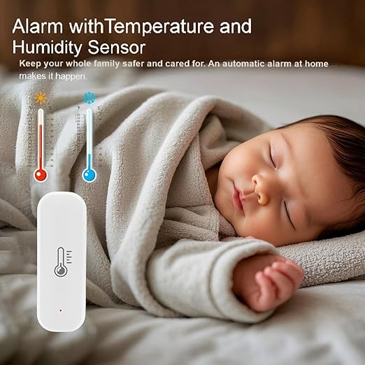 Smart Temperature Humidity Sensor, Tuya WiFi Hygrometer Indoor Monitor with App Alerts, Compatible with Alexa/Google Home, Real-Time Data & Scene Automation (2.4GHz Only)