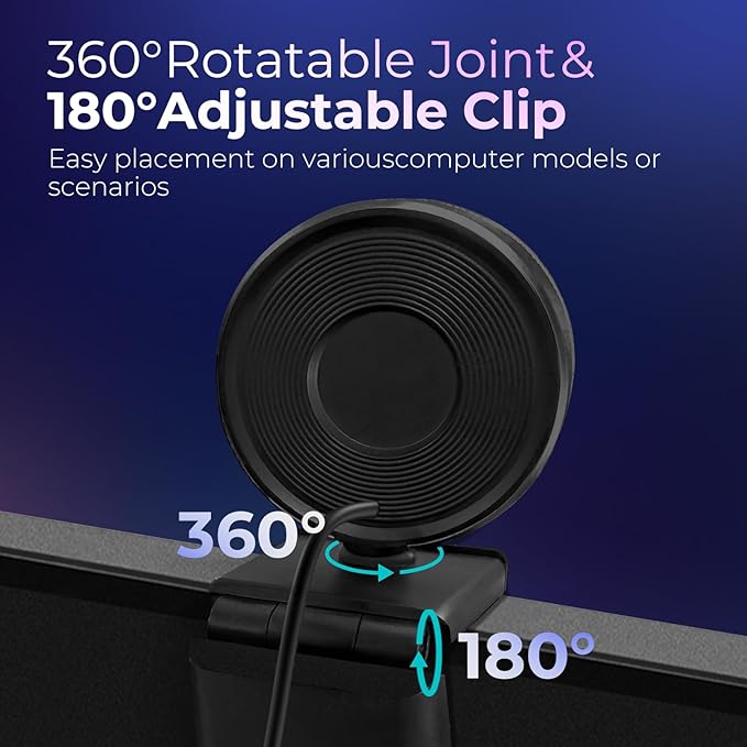 4K Webcam for PC with Microphone & Light & Privacy Cover, Web Camera for Desktop Computer/Laptop/Monitor/Mac, USB Streaming Camera for Zoom/Skype/Teams/Video Calling/Studying and Conference