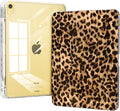 Case for iPad 11th Generation A16 Chip 2025, Slim iPad 10th Generation Case 10.9-inch 2022, Trifold Stand, Protective Transparent Clear Back Cover with Pencil Holder, Brown Leopard