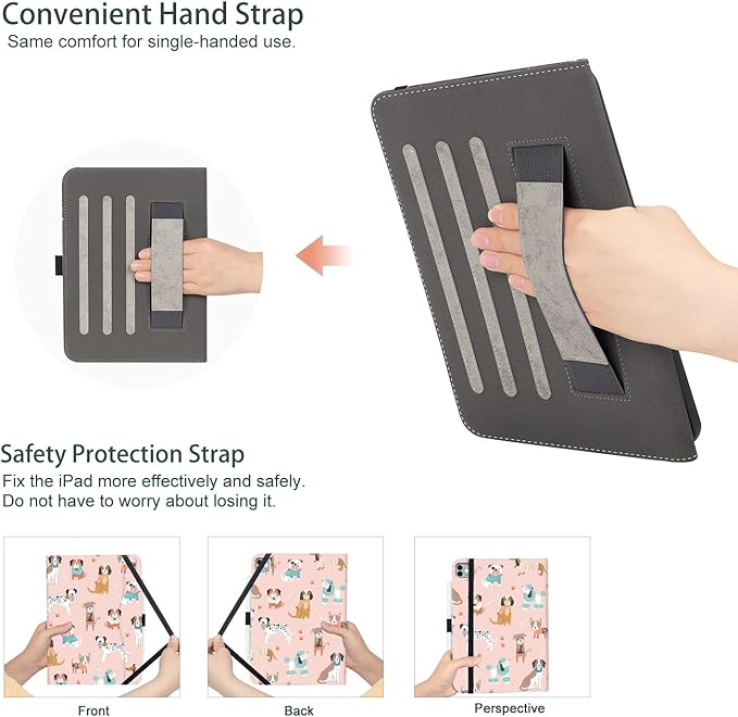 for iPad Air M4/M3/M2 11 Inch Case 2026, 360 Degree Rotating for iPad Air 5Th/4Th Gen Cases 10.9-inch,for iPad Pro 11 Inch Case 4Th/3Rd/2Nd/1St Generation 5 Viewing Angles Pencil Holder, Dog