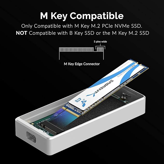 SABRENT Thunderbolt 3 Certified M.2 NVMe SSD Tool Free Solid Aluminum Enclosure (EC-T3NS)
