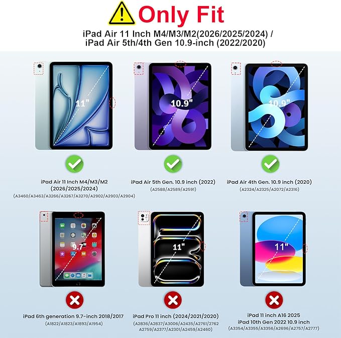 TiMOVO Case for iPad Air 11 Inch M4 2026/M3 2025/M2 2024, iPad Air 5th Generation 2022/4th Gen 2020 10.9 Inch with Pencil Holder, Stand Cover with Translucent Back, Auto Wake/Sleep, Flowers