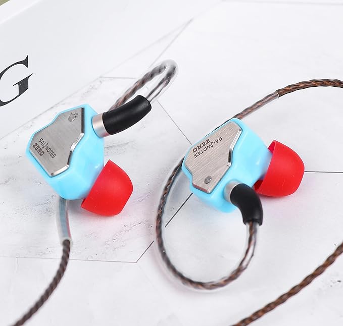 Linsoul 7Hz Salnotes Zero HiFi 10mm Dynamic Driver in-Ear Earphone IEM with Metal Composite Diaphragm Stainless Steel Faceplate Detachable 2Pin OFC Cable (Blue, Without Mic)